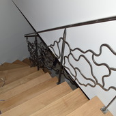 escalier fer forger sculpter eclairage led bois auvergne rhone alpes cantal